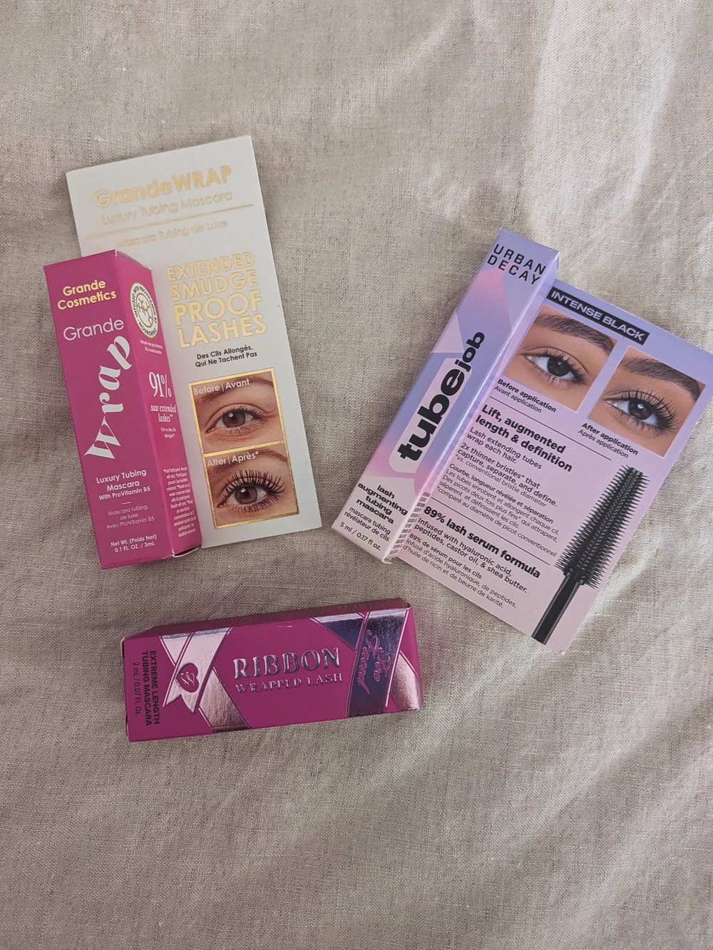 🌸 Mini Black Tubing Mascara Trio Grande + Urban Decay + Ribbon Wrapped Lash NWT